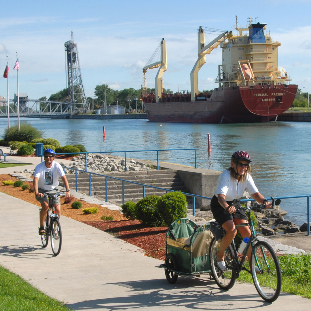 Biking along canal